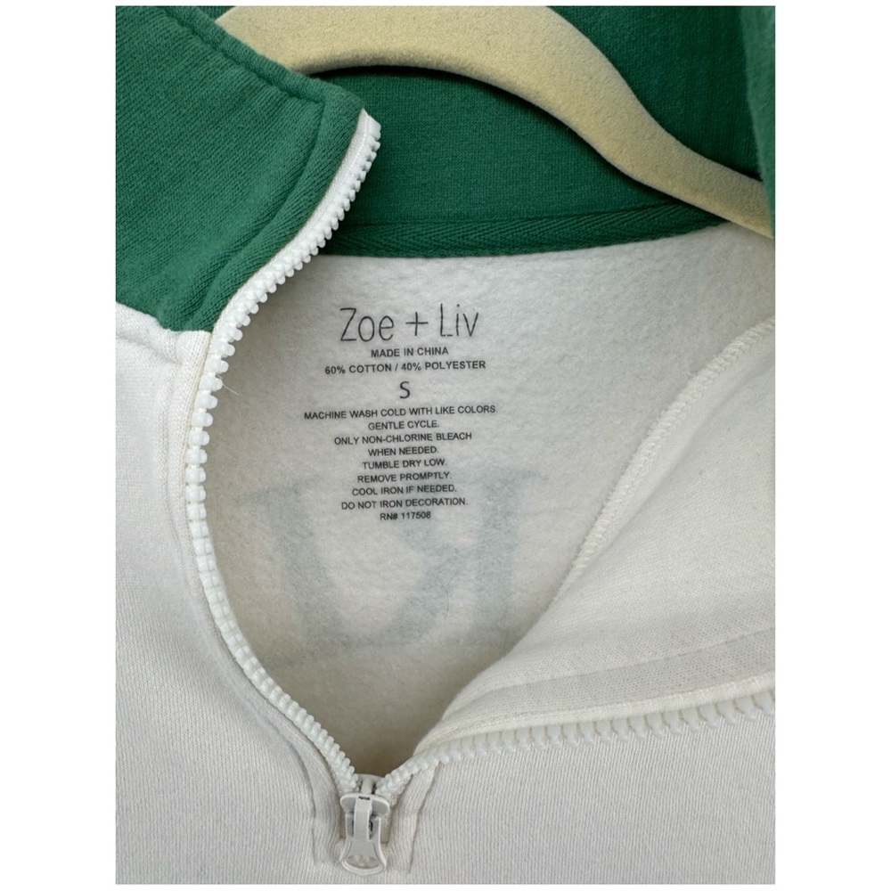 Zoe + Liv Green and White Monte Carlo Racing Quarter-Zip Sweatshirt - Picture 2 of 8